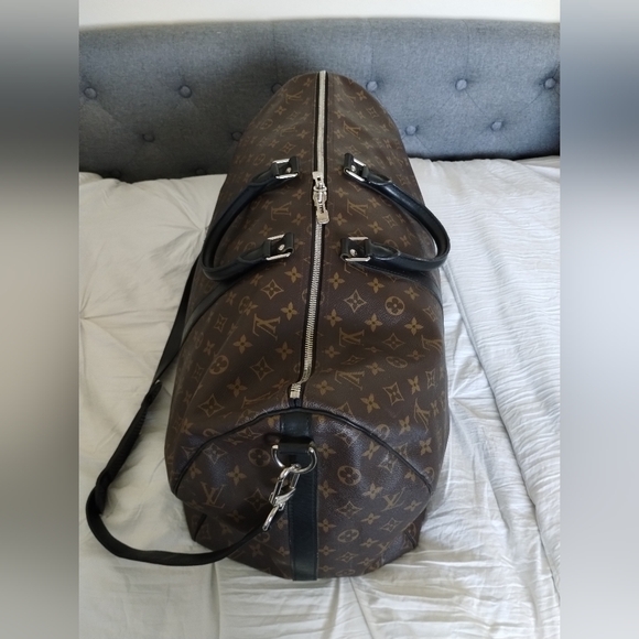 LOUIS VUITTON Keepall Bandouliere 55 Travel Duffle Bag Monogram Macassar . - Picture 13 of 14